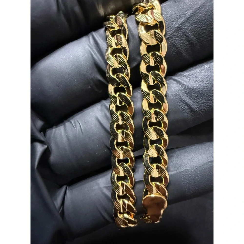 concave cuban gold layered bracelet 8 inch 7 mm lobster clasp